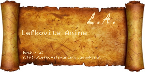 Lefkovits Anina névjegykártya
